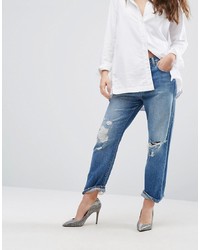 J Brand Ivy High Rise Cropped Boyfriend Jeans With Abrasions