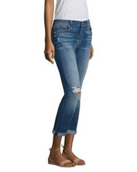 7 For All Mankind Josefina Distressed Rolled Boyfriend Jeans
