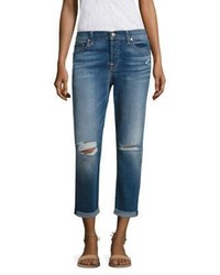 7 For All Mankind Josefina Distressed Rolled Boyfriend Jeans