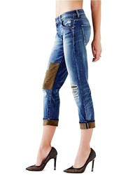 GUESS Mid Rise Patched Boyfriend Jeans In Nashborough Wash