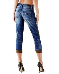 GUESS Mid Rise Patched Boyfriend Jeans In Nashborough Wash