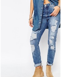 Noisy May Petite Kim Loose Boyfriend Jean With Destroyed Detail