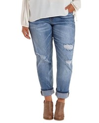 Charlotte Russe Plus Size Destroyed Cropped Boyfriend Jeans