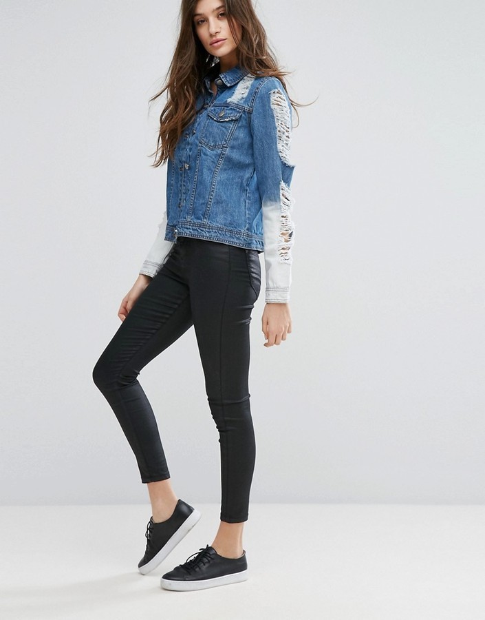 Extreme ripped denim on sale jacket