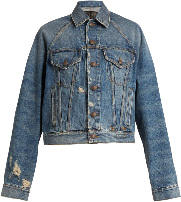 R 13 R13 Raglan Trucker Distressed Denim Jacket 795