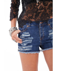 Forever 21 Blue Jeans Babe Distressed Shorts