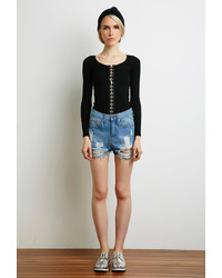Forever 21 Distressed High Waisted Cutoffs