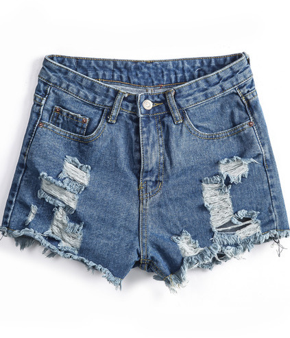 Pockets Ripped Fringe Denim Shorts, $22 | Romwe | Lookastic