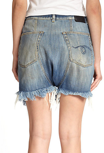 R 13 R13 Distressed Harem Denim Shorts 425 Saks Fifth Avenue