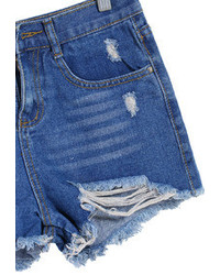 Ripped Bleached Denim Shorts