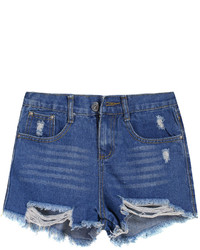 Ripped Bleached Denim Shorts