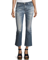 AG Jeans Ag Jodi Slim Flared Faded Distressed Crop Jeans