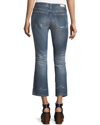 AG Jeans Ag Jodi Slim Flared Faded Distressed Crop Jeans