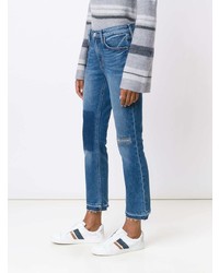 Derek Lam 10 Crosby Gia Mid Rise Cropped Flare Patchwork