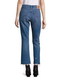 Levi's Kick Flared Medium Wash Distressed Jeans, $148 | Saks Fifth Avenue |  Lookastic