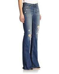 Mcguire Majorelle Distressed High Waist Flared Jeans