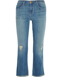 Current/Elliott The Kick Cropped Distressed Flared Jeans