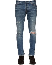 Balmain 15cm Distressed Cotton Denim Jeans