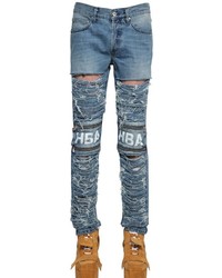 165cm Shredded Zipped Denim Jeans