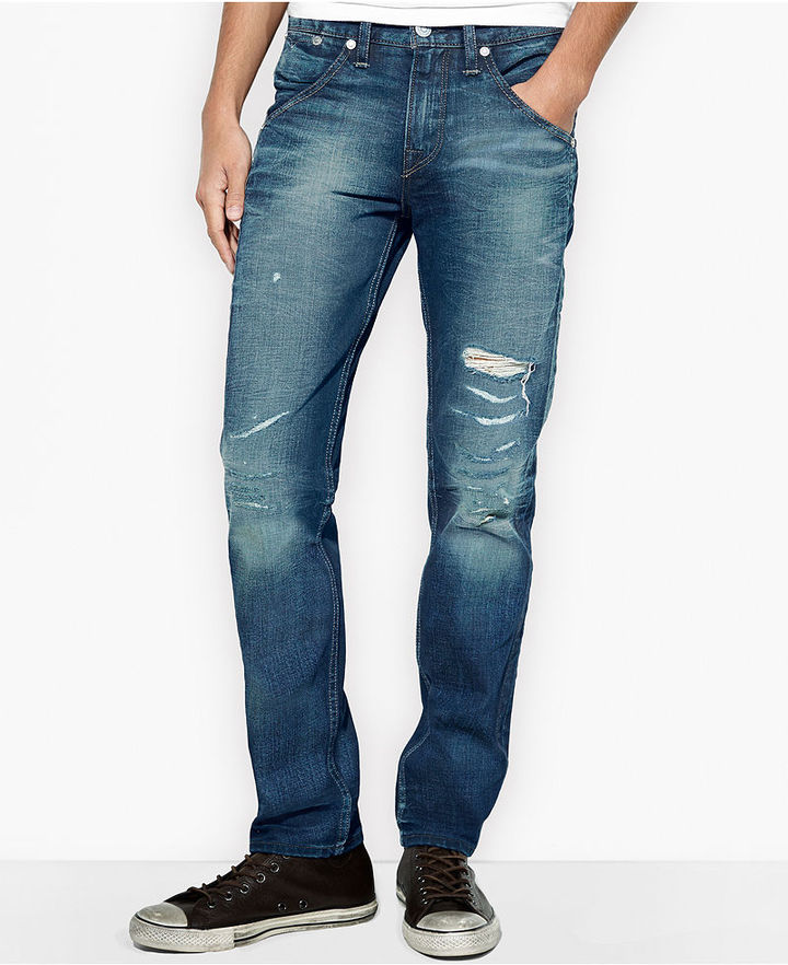 Levi's 514 Straight Fit Shredded Flap Pocket Jeans, $78 | Macy's | Lookastic