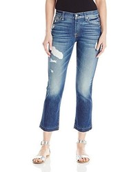 7 For All Mankind Cropped Boot With Released Hem And Destroy Jean