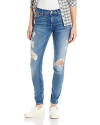 7 For All Mankind The Skinny W Contrast Squiggle And Destroy Jean In