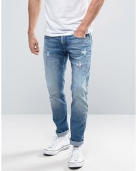 Replay Anbass Slim Fit Jeans Ripped Light Wash, $229 | Asos | Lookastic