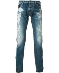 Armani Jeans Ripped Straight Leg Jeans