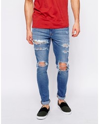 Asos Brand Super Skinny Jeans With Extreme Rips