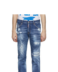 DSQUARED2 Blue Classic Kenney Bleached Holes Jeans