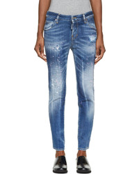 Dsquared2 Blue Distressed Paint Splattered Cool Girl Jeans