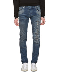 Pierre Balmain Blue Distressed Panelled Jeans