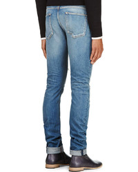 Balmain Blue Distressed Slim Jeans