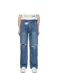 Ader Error Blue Oversized Washed Jeans