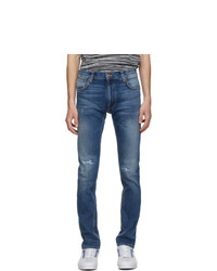 Nudie Jeans Blue Ripped Thin Finn Jeans