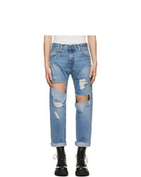 R13 Blue Selvedge Ripped Sid Jeans