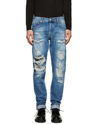 Alexander McQueen Blue Violet Ripped Jeans