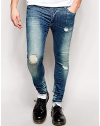 Asos Brand Extreme Super Skinny Jeans With Rips