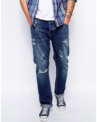 Asos Brand Straight Jeans With Rips