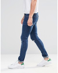 Asos Brand Super Skinny Jeans With Knee Rips