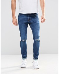 Asos Brand Super Skinny Jeans With Knee Rips