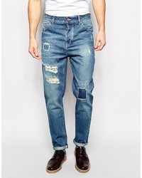 Asos Brand Tapered Jeans With Rips