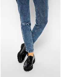 Asos Collection Farleigh High Waist Slim Mom Jeans In Kamla Wash
