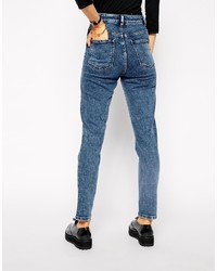 Asos Collection Farleigh High Waist Slim Mom Jeans In Kamla Wash