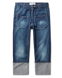 Loewe Cuffed Distressed Denim Jeans