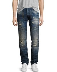 PRPS Demon Distressed Moto Slim Straight Jeans Camping