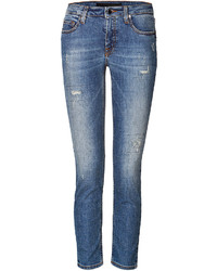 Victoria Beckham Denim Destroyed And Repaired Ankle Slim Jeans