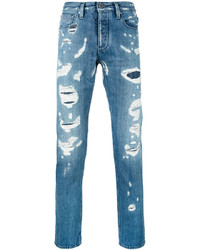 Emporio Armani Denim Distressed Straight Jeans