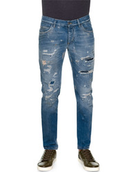 Dolce & Gabbana Destroyed Five Pocket Denim Jeans Light Blue