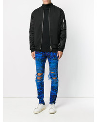 Balmain Distressed Camouflage Jeans